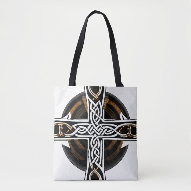 Sac fourre-tout blanc et Brown de croix celtique (Devant)