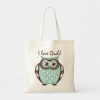 Sac fourre-tout bleu à hiboux d'amour du hibou