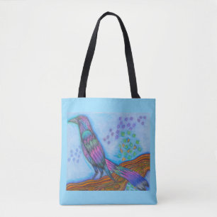 Sac fourre-tout Bleu Avec Arc En Ciel Grande Gravu