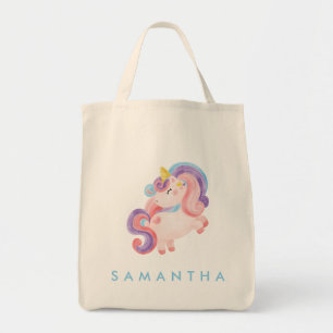 Sac fourre-tout bleu ciel unicorne personnalisé mi