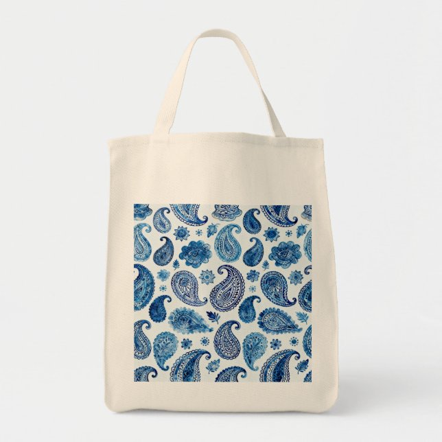 Sac fourre-tout Blue Paisley pour femmes (Devant)