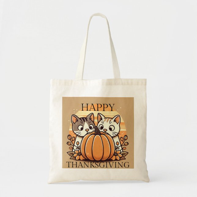 sac fourre-tout "Bon thanksgiving" Cartoon Cats (Devant)