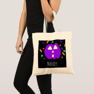 Sac fourre-tout bonbons orange citrouille néon ver