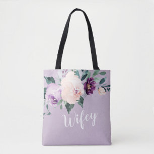 Sac fourre-tout botanique violet personnalisé pour