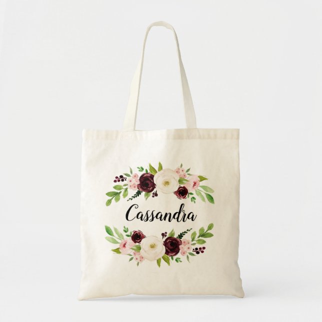 Sac fourre-tout Bridesmaid Proposition Fleurs marr (Devant)