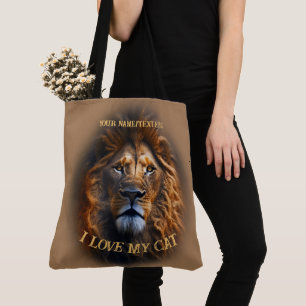 Sac fourre-tout Brown clair "I Love My Cat" Nom pe