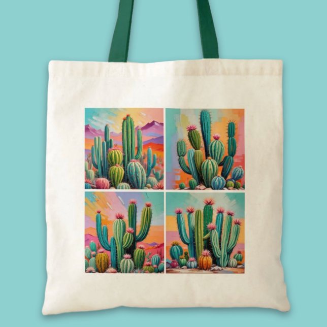 Sac fourre-tout Cactus coloré (Colorful Cacti Tote Bag)
