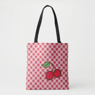 Sac fourre-tout cadeau à carreaux rétro Cerise