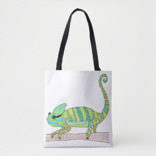 Sac fourre-tout - Caméléon vert (blanc)