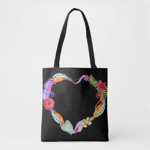 Sac fourre-tout cardiaque Boho aquarelle