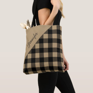 Sac fourre-tout carreaux de buffle beige moderne
