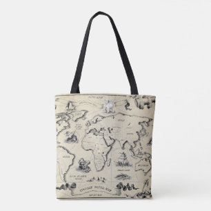 Sac fourre-tout Carte du monde vintage - Canva ins