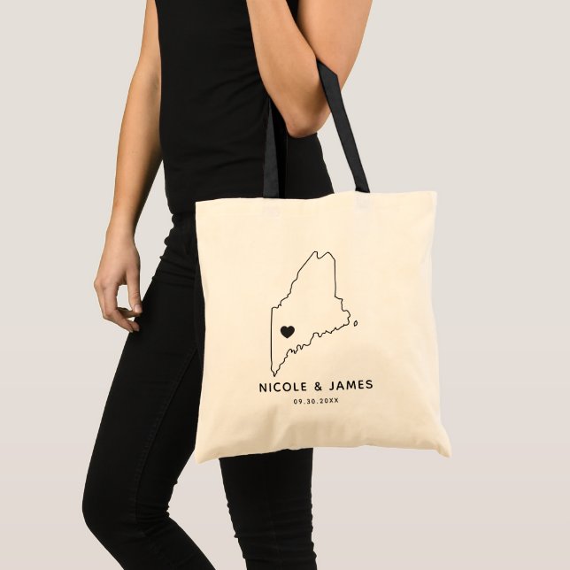 Sac Fourre-tout, carte noire d'accueil de mariage (Devant (produit))