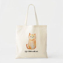Sac fourre-tout Chat souriant "La vie est meilleur