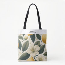 sac fourre-tout citrons vintage personnalisé 