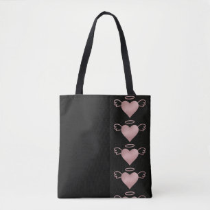 Sac fourre-tout Coeur Angel noir et rose
