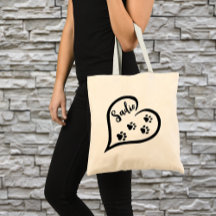 Sac fourre-tout "Cœur avec pattes et nom personnal