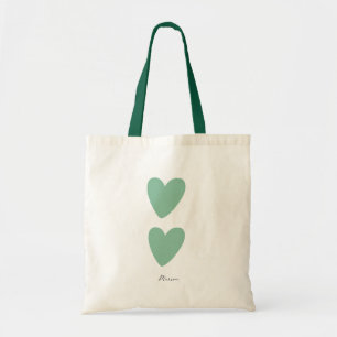 Sac fourre-tout cœur vert mousse de mer personnali