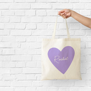 Sac fourre-tout Cœur Violet Féminin avec Nom