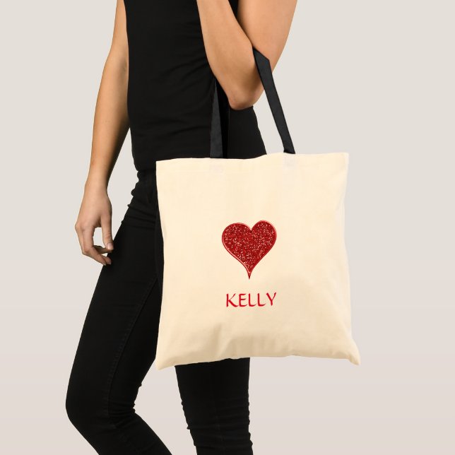 Sac fourre-tout coloré personnalisé de coeur rouge (Devant (produit))