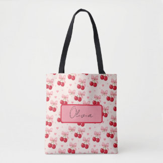 Sac fourre-tout coquette Cerise Mignonne et Nœud R