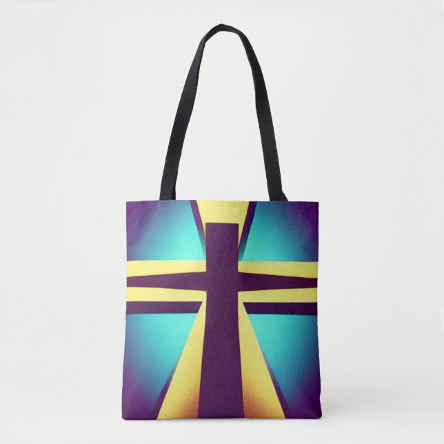 Sac fourre-tout croisé de rayons violets et bleus (Devant)