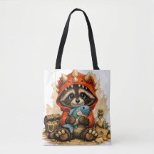 Sac fourre-tout Cute Dino Raccoon – Animal Kawaii