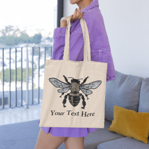 Sac fourre-tout d'abeille argentée noire et or