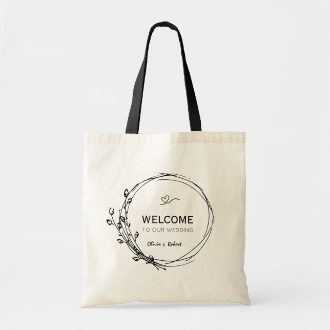 Sac fourre-tout d'accueil Rustique Floral Mariage (Devant)