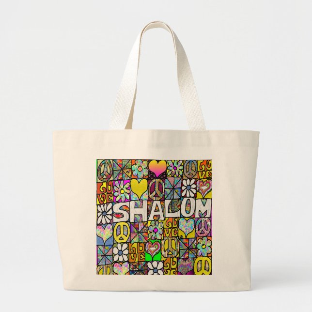 Sac fourre-tout d'amour psychédélique Shalom rétro (Devant)