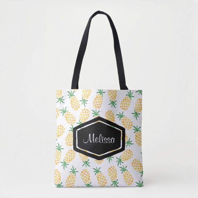 Sac fourre-tout d'ananas à aquarelle personnalisé (Devant)