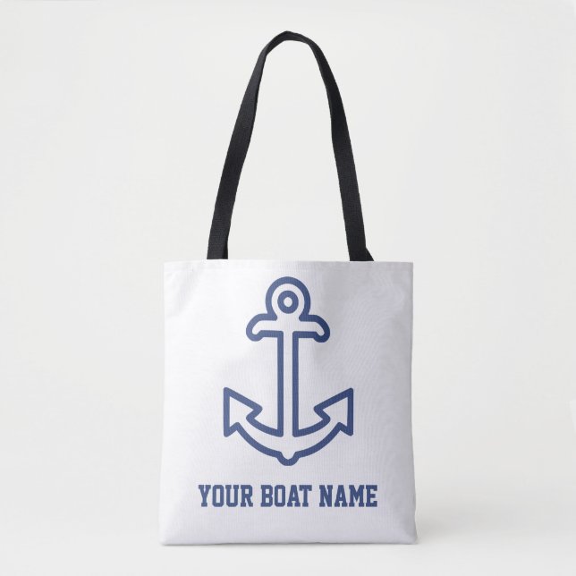 Sac fourre-tout d'Ancre de bateau bleu et blanc pe (Devant)