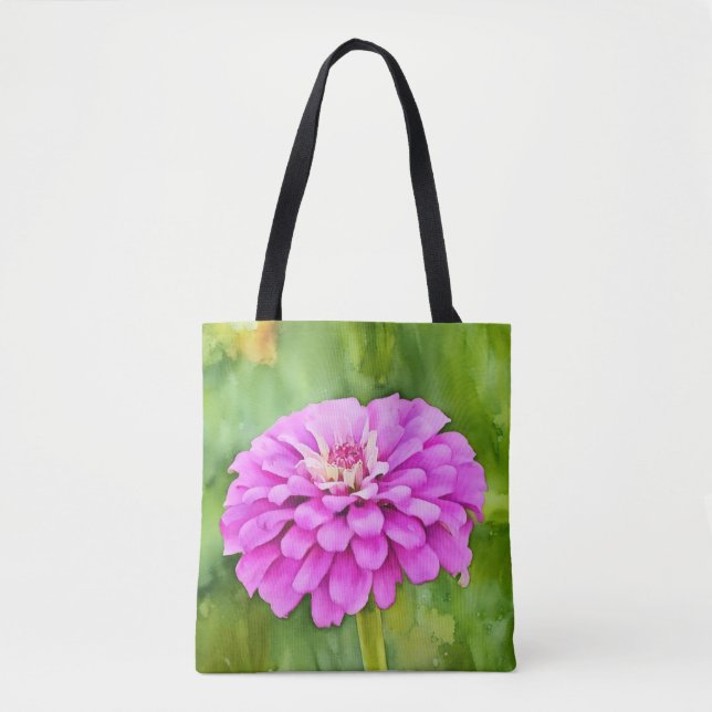 Sac fourre-tout d'aquarelle rose Fleur (Devant)