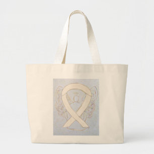 Sac fourre-tout d'art au ruban ivoire ou crème