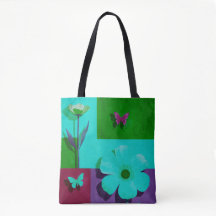 Sac fourre-tout d'art floral et papillon coloré