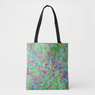 Sac fourre-tout d'art floral rose Fleur sauvage