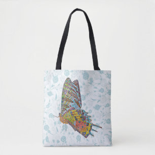 Sac fourre-tout d'art papillon volant de style vin