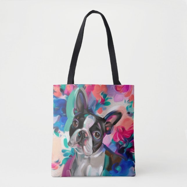 sac fourre-tout d'art pour chiens de Boston (Devant)