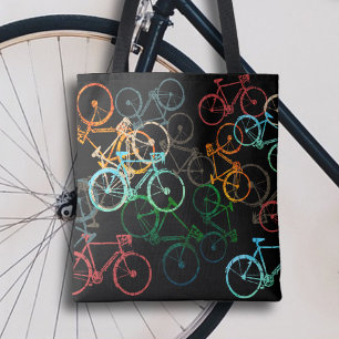 Sac fourre-tout de bicyclettes . vélos colorés sur