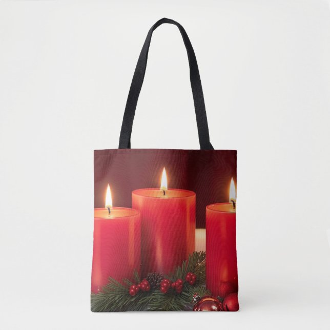 Sac fourre-tout de bougies romantiques de Noël (Devant)