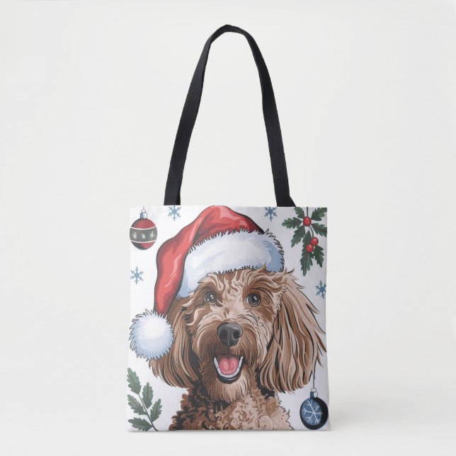 Sac fourre-tout de caniche Père Noël de Noël (Devant)