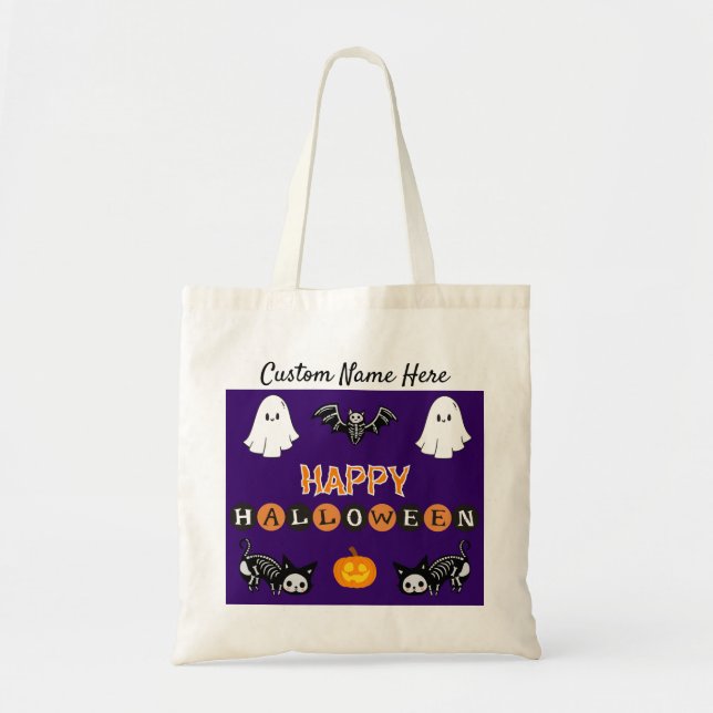 Sac fourre-tout de chat Halloween - Personnaliser (Devant)