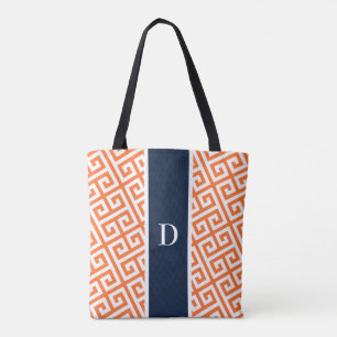 Sac fourre-tout de clé grecque Monogramme orange