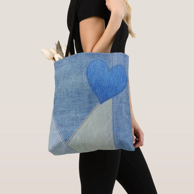 Sac fourre-tout de coeur Blue Denim (De près)