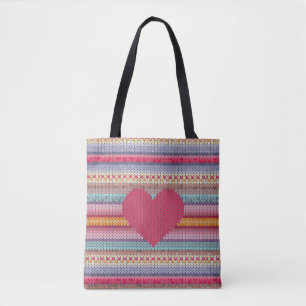Sac fourre-tout de coeur en laine