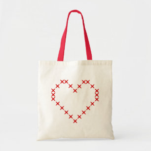 Sac fourre-tout de coeur mignon imprimé croix roug