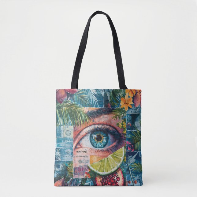 Sac fourre-tout de collage de timbres colorés (Devant)