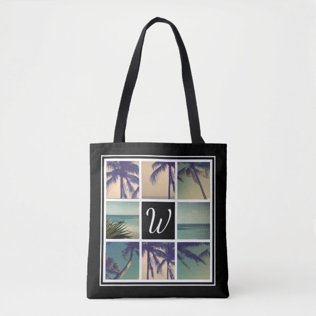 Sac fourre-tout de collage photo avec monogramme d (Devant)