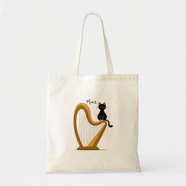 Sac fourre-tout de conception de harpe et de chats (Devant)
