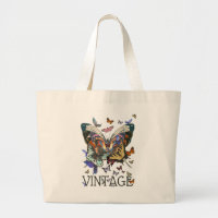 Sac fourre-tout de coton vintage à papillon Boho